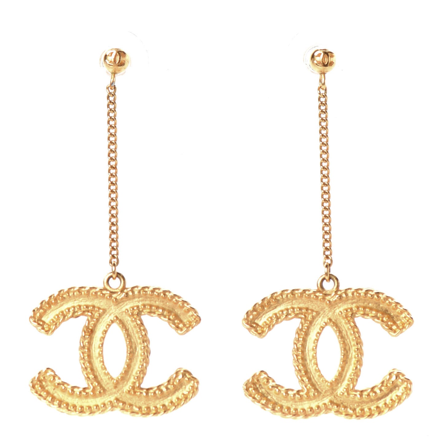 CC Drop Earrings Matte Gold