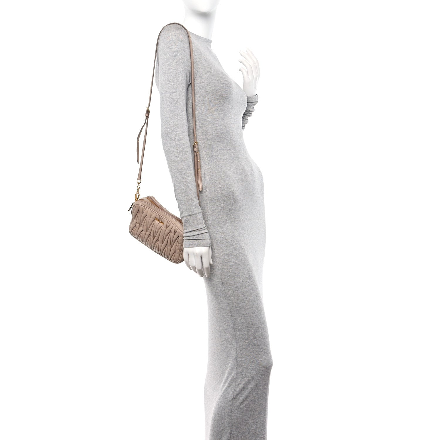 Miu Miu Nappa Matelasse Double Zip Shoulder Bag Cammeo 2 of 13