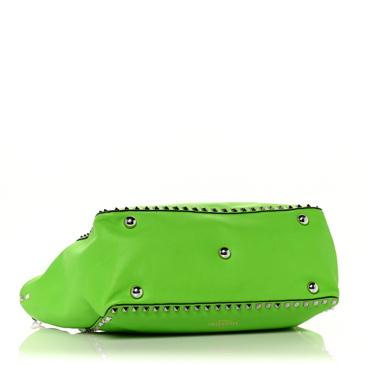 Vitello Medium Rockstud Tote Green Fluo