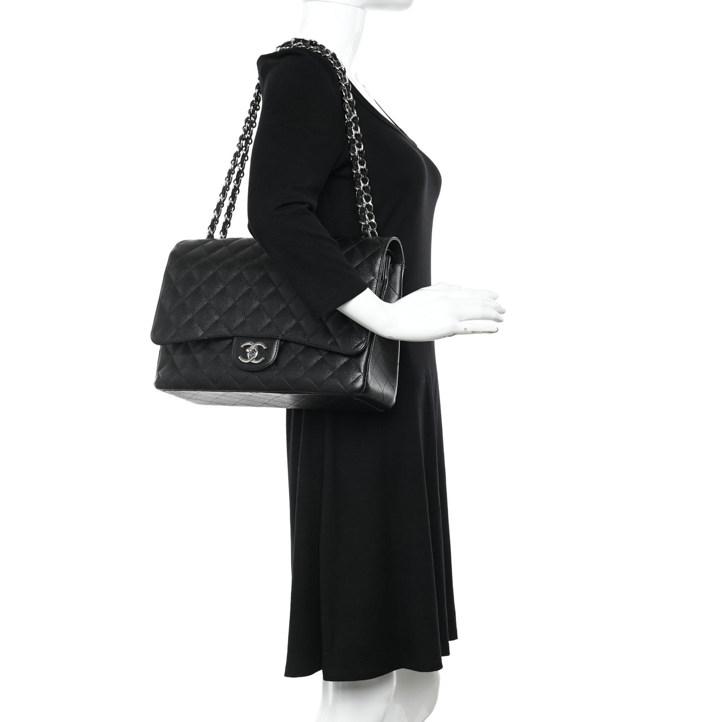 Caviar Quilted Maxi Double Flap Black