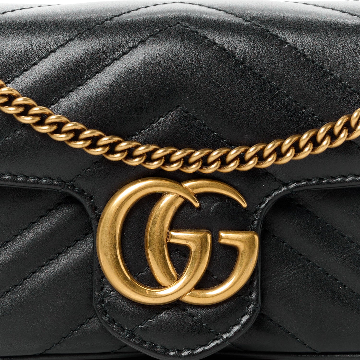 Gucci Calfskin Matelasse Super Mini GG Marmont Shoulder Bag Black 8 of 11