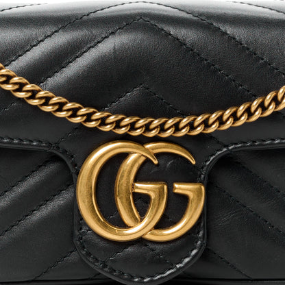 Gucci Calfskin Matelasse Super Mini GG Marmont Shoulder Bag Black 8 of 11