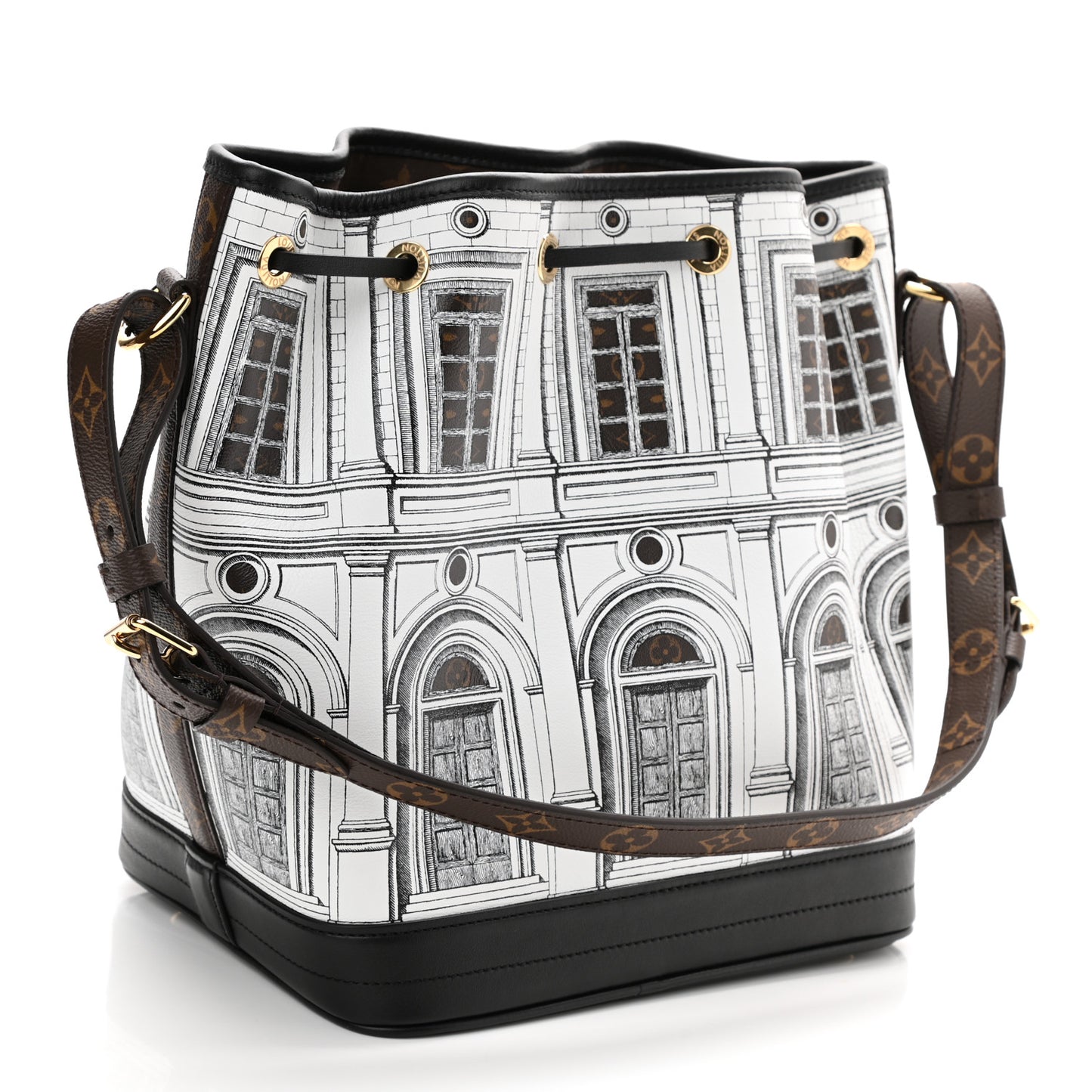 X FORNASETTI Calfskin Architettura Noe MM Black White