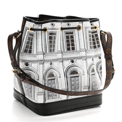 Louis Vuitton X FORNASETTI Calfskin Architettura Noe MM Black White 3 of 7