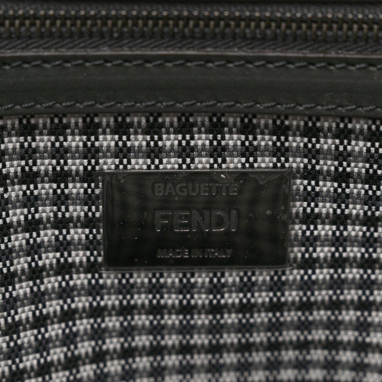 Wool Vitello King Houndstooth FF Embroidered Baguette Grigio Anthracite