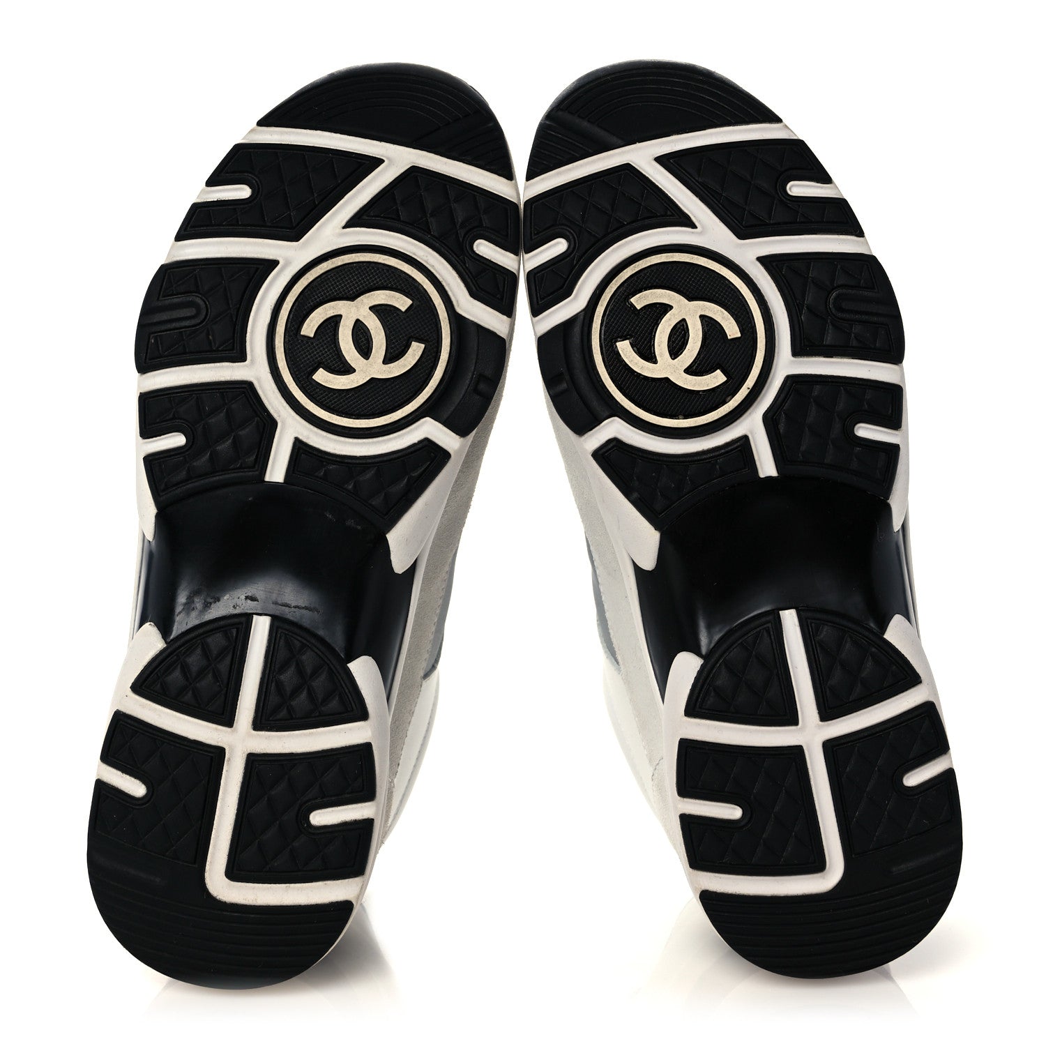 Chanel Calfskin Fabric Sneakers 37 White Silver Fluo Blue 5 of 10