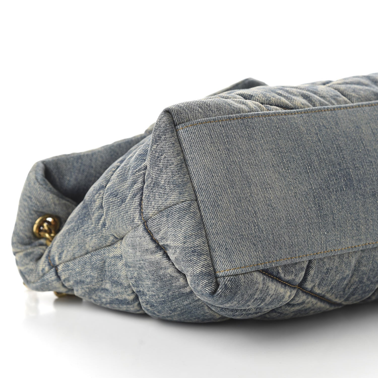 Saint Laurent Denim Quilted Medium Loulou Puffer Monogram Chain Satchel Blue Black 6 of 9