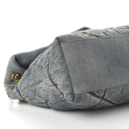 Saint Laurent Denim Quilted Medium Loulou Puffer Monogram Chain Satchel Blue Black 6 of 9