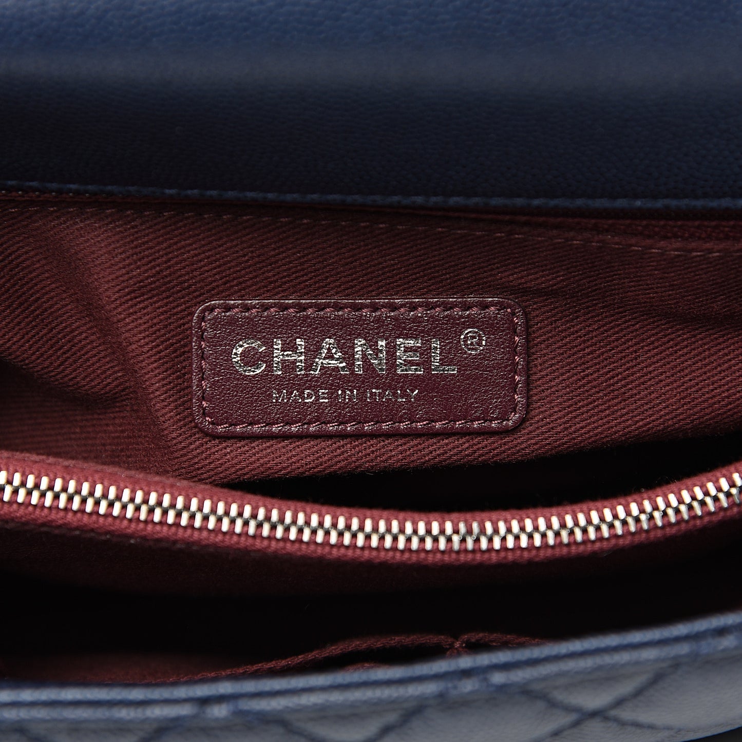 Caviar Quilted Medium Coco Handle Flap Navy Blue