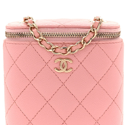 Chanel Caviar Quilted Small Vertical Coco Beauty Vanity Case With Chain Light Pink 8 of 10