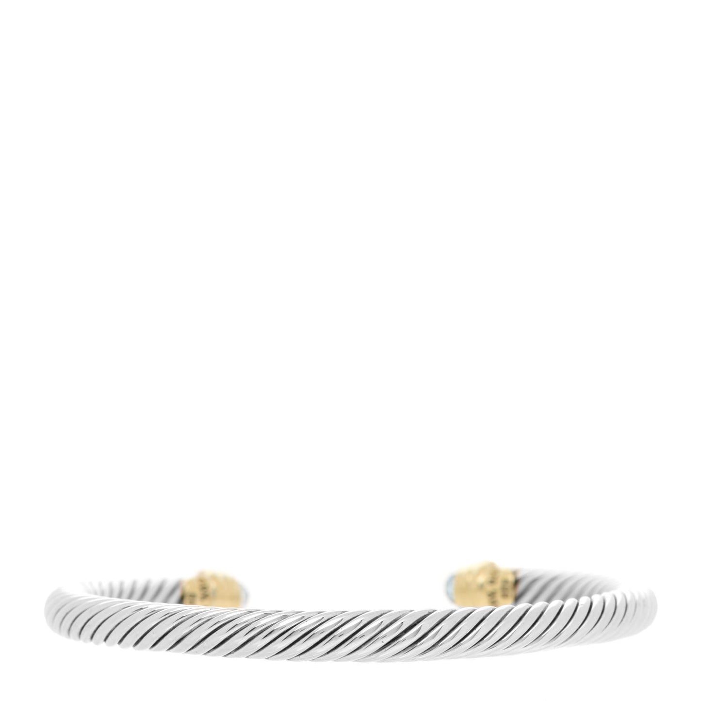 Sterling Silver 14K Yellow Gold Blue Topaz 5mm Cable Classics Petite Color Bracelet