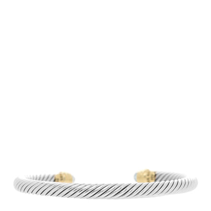 David Yurman Sterling Silver 14K Yellow Gold Blue Topaz 5mm Cable Classics Petite Color Bracelet 3 of 4