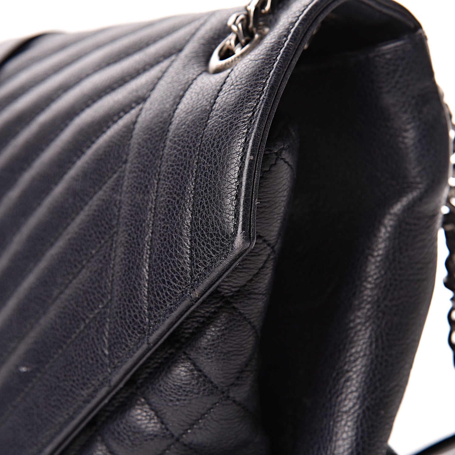 Saint Laurent Calfskin Mixed Matelasse Triquilt Large Monogram Envelope Satchel Deep Marine 23 of 25