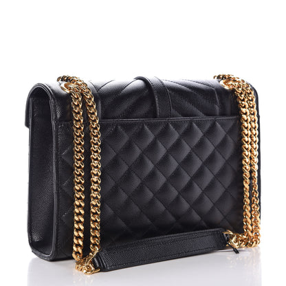 Saint Laurent Grain De Poudre Textured Mixed Matelasse Triquilt Medium Monogram Satchel Black 3 of 8