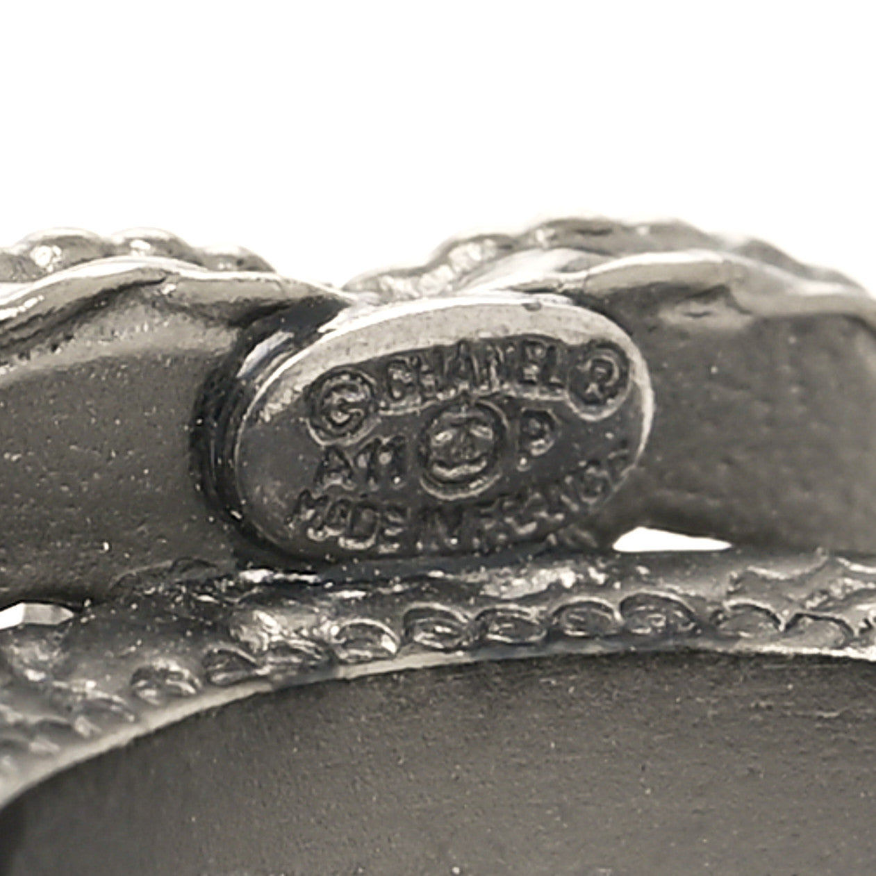 Ruthenium Glitter Enamel CC Ring 6.5 53 Black Silver