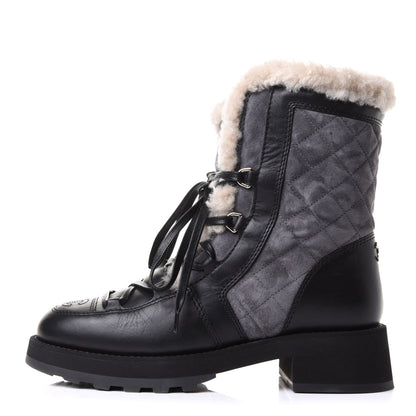 Chanel Calfskin Suede CC Snow Boots 37.5 1 of 13