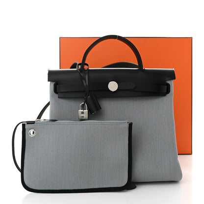 Hermes Military Toile Vache Hunter Herbag Zip Retourne 31 PM Gris Pantin Black 12 of 12