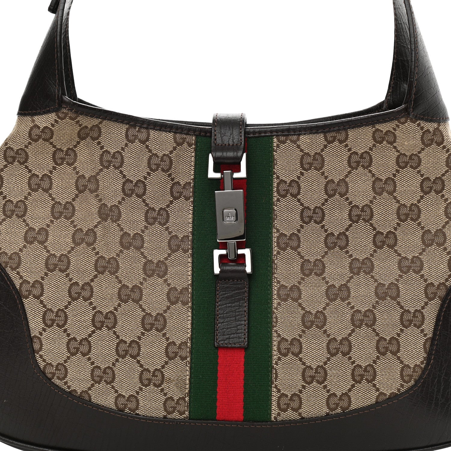 Gucci Monogram Web Jackie O Hobo Dark Brown 7 of 11