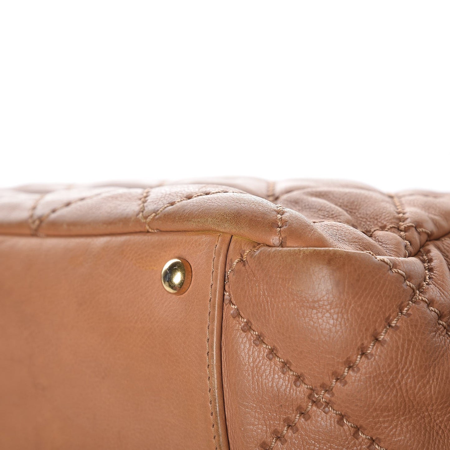 Calfskin Quilted Retro Chain Accordion Flap Dark Beige
