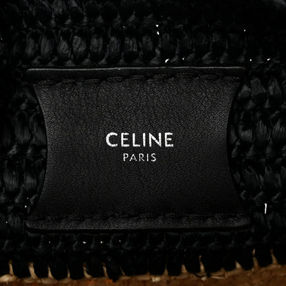 Celine Raffia Calfskin Nano Big Bag Bucket Black Natural 6 of 10