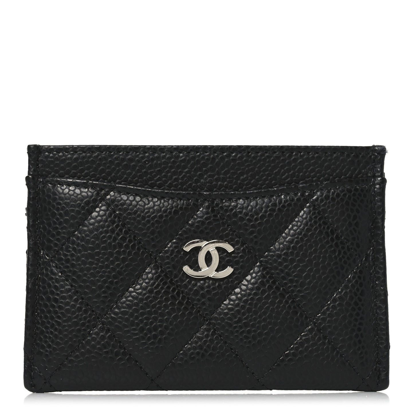 Caviar Quilted Card Holder Black
