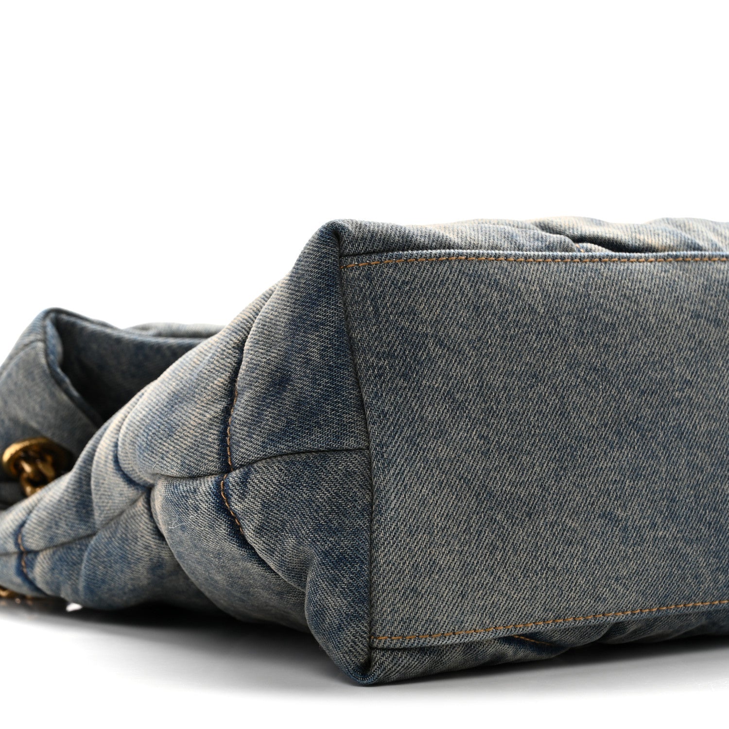 Saint Laurent Denim Quilted Medium Loulou Puffer Monogram Chain Satchel Blue Cinnamon 9 of 10