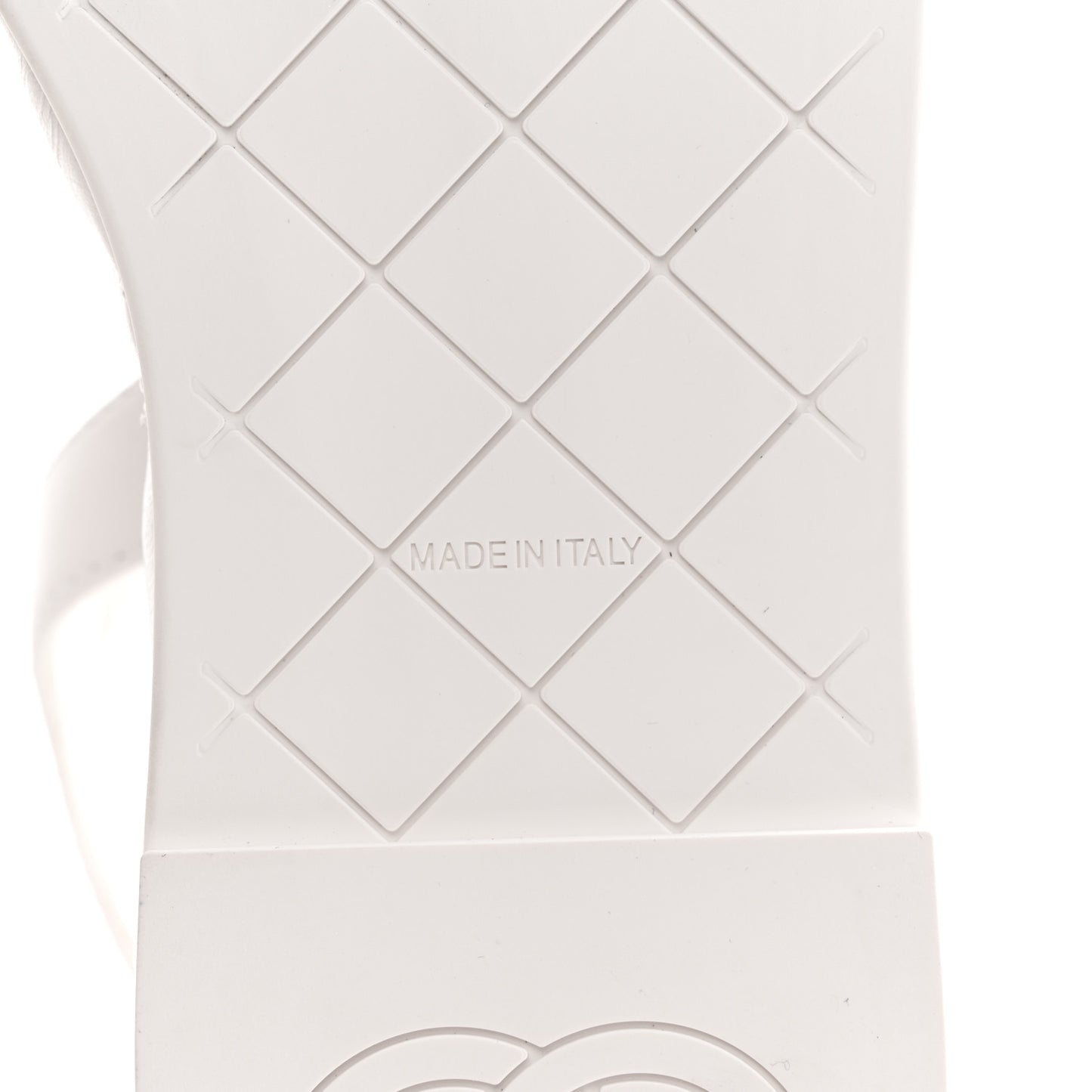Lambskin Quilted Chain CC Platform Sandals 37.5 White