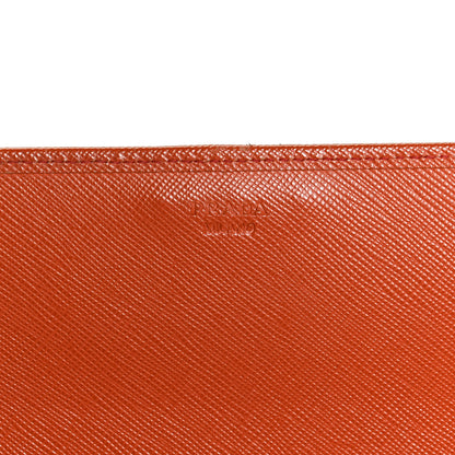 Prada Saffiano Metal Oro Chain Wallet Red Orange 6 of 13
