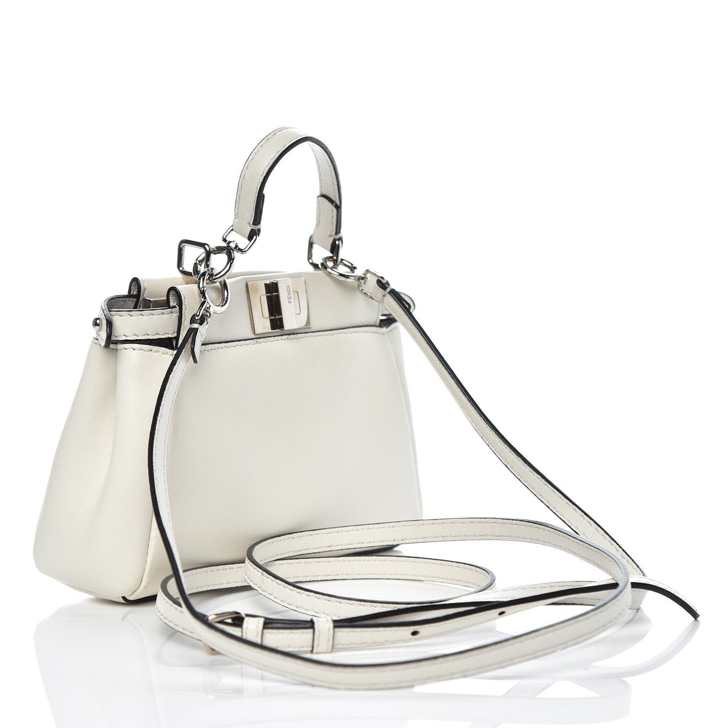 Shiny Nappa Micro Peekaboo Iconic Satchel White