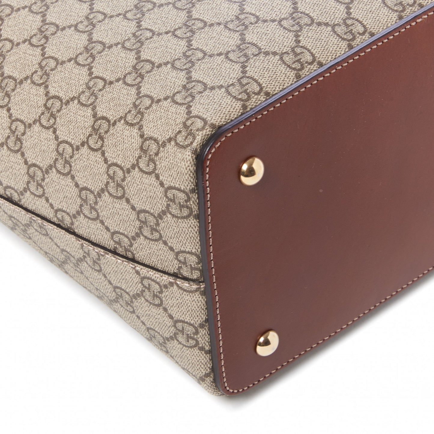GG Supreme Monogram Linea A Foldover Tote Brown