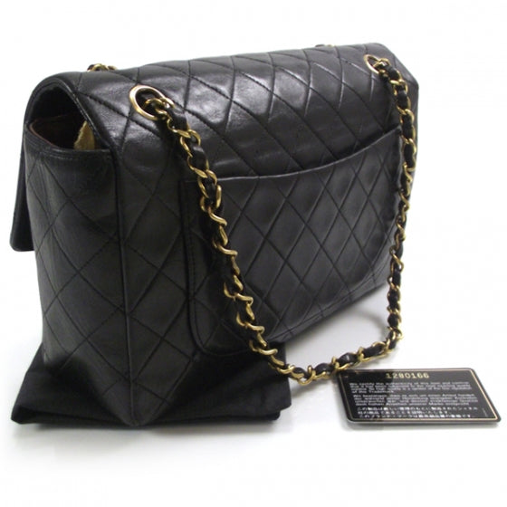 Lambskin Quilted Flap Black