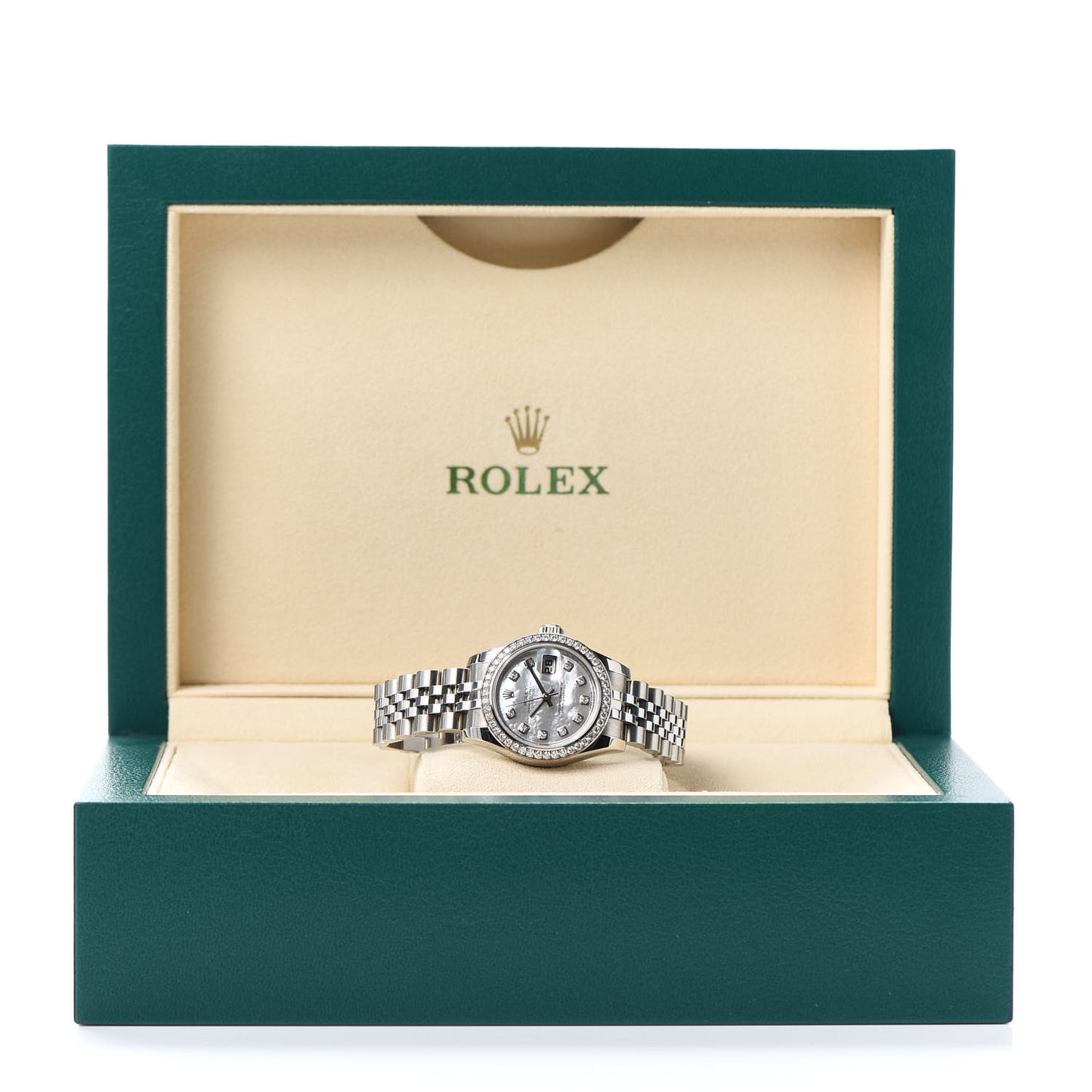 Stainless Steel 18K White Gold Diamond Mother of Pearl 26mm Oyster Perpetual Datejust Watch 179384