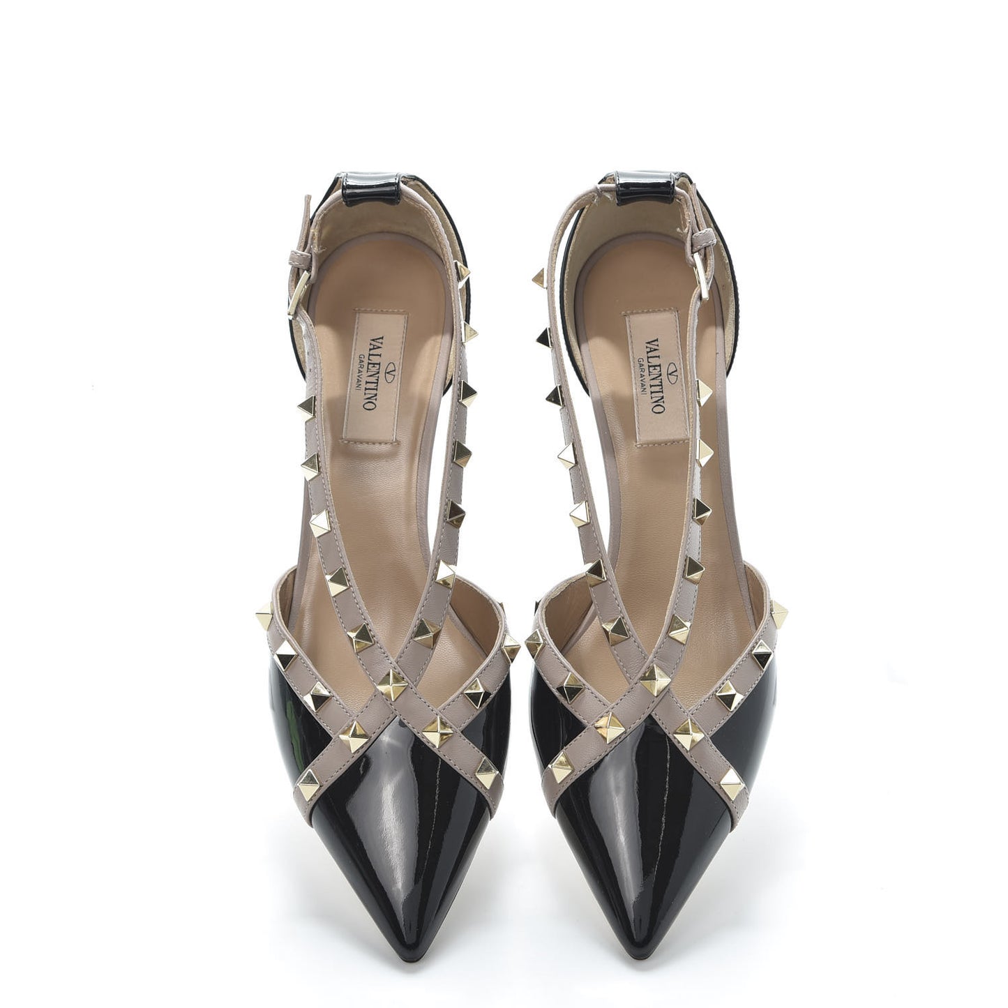 Patent Rockstud Cross Strap D'Orsay 55mm Pumps 38.5 Black Poudre