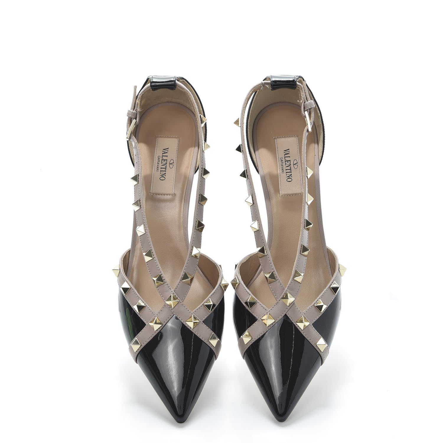 Valentino Garavani Patent Rockstud Cross Strap D'Orsay 55mm Pumps 38.5 Black Poudre 5 of 11