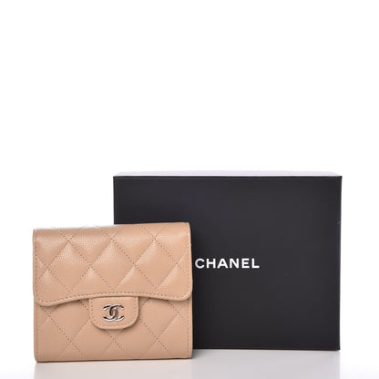 Chanel Caviar Quilted Compact Flap Wallet Beige 9 of 9