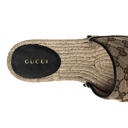 Gucci Monogram Matelasse Diagonal GG Marmont Platform Espadrille Slide Sandals 36 Beige Ebony Black 8 of 9