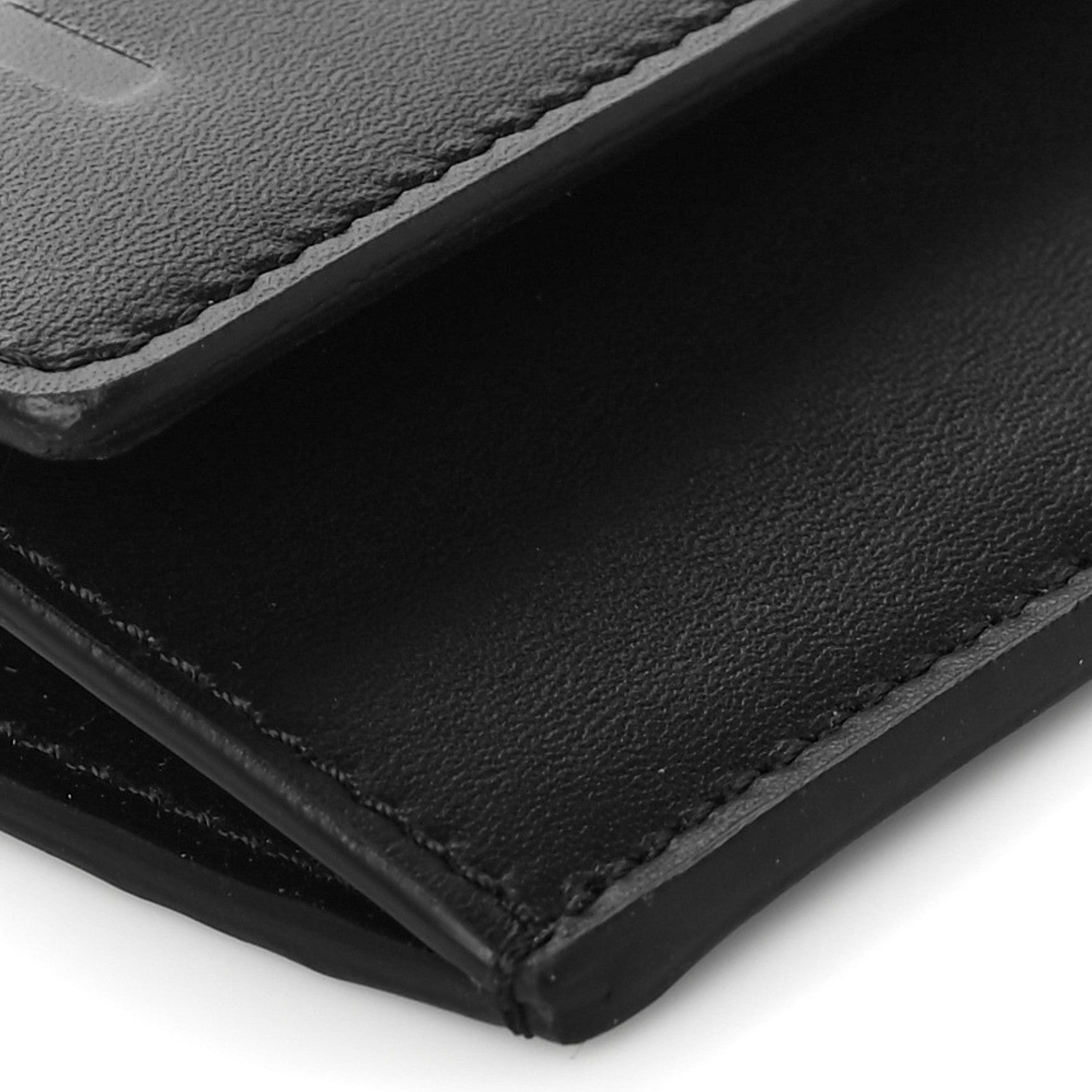 Fendi Vitello King Tamponato Logo Embossed Fold Over Card Holder Wallet Black 10 of 11