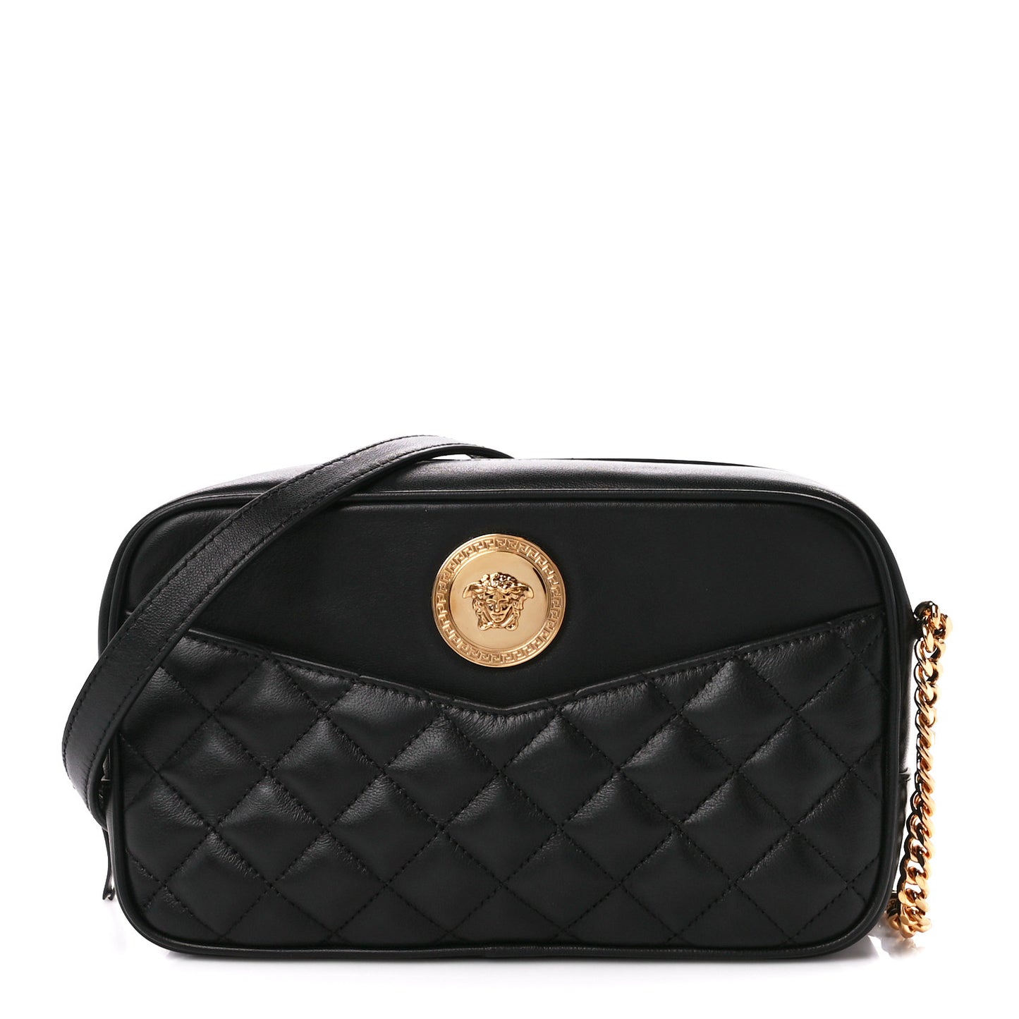 Nappa Quilted Medium Medusa Camera Bag Black