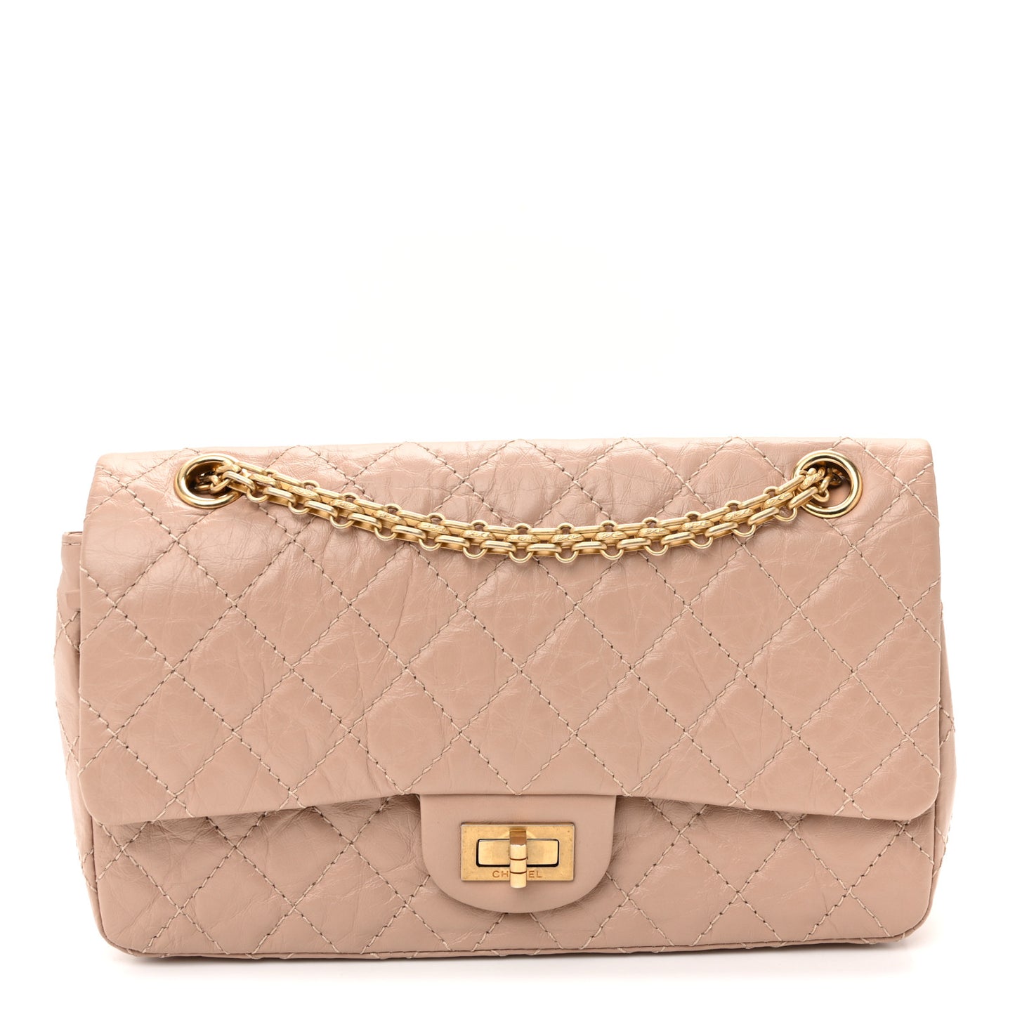 Aged Calfskin Quilted 2.55 Reissue 225 Flap Light Beige