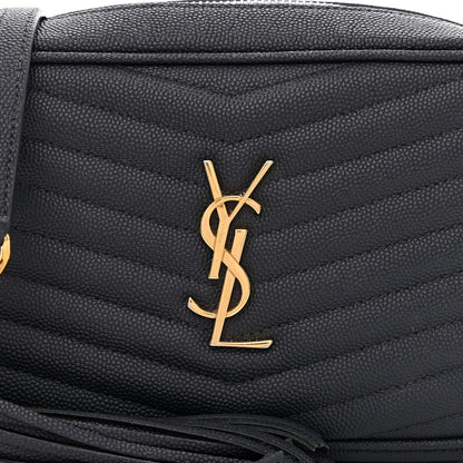 Saint Laurent Grain De Poudre Matelasse Monogram Mini Lou Camera Bag Dark Smog 8 of 10