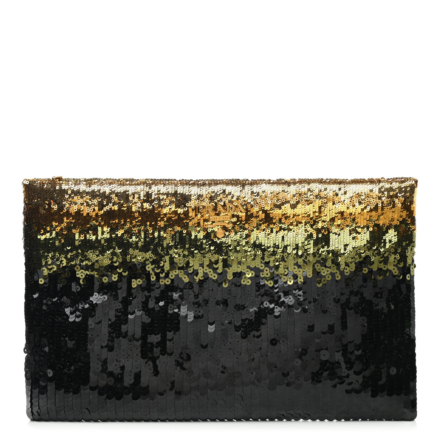 Prada Sequin Ombre Clutch Black Green Gold 1 of 7