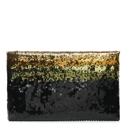 Prada Sequin Ombre Clutch Black Green Gold 1 of 7