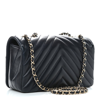 Chanel Calfskin Chevron Quilted Mini Statement Flap Navy Blue 3 of 9