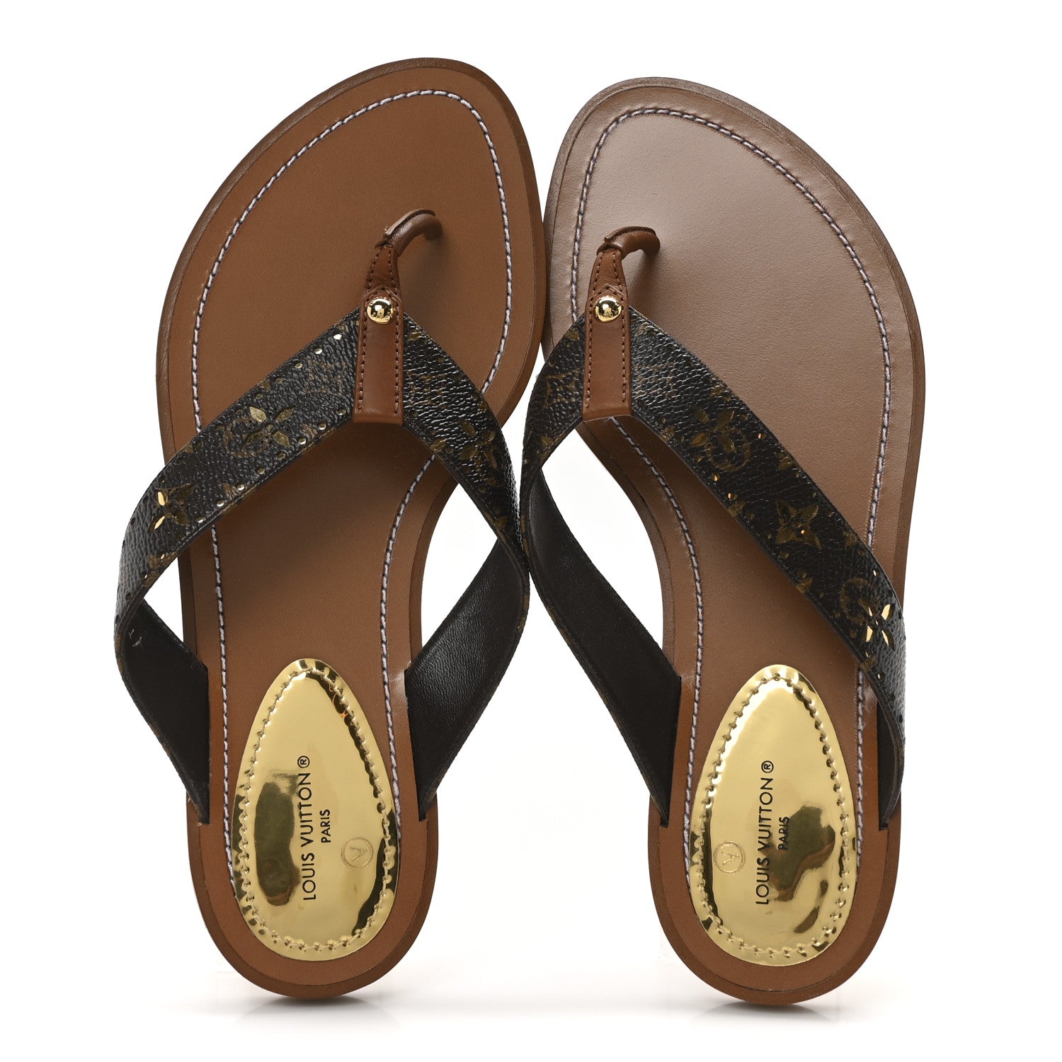Louis Vuitton Monogram Sunny Flat Thong Sandals 38 Brown 2 of 9