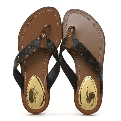 Louis Vuitton Monogram Sunny Flat Thong Sandals 38 Brown 2 of 9