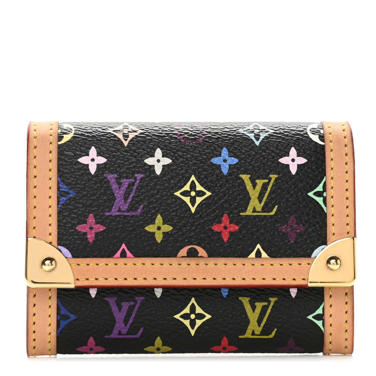 Louis Vuitton Monogram Multicolor Porte-Monnaie Plat Coin Purse Black 1 of 8