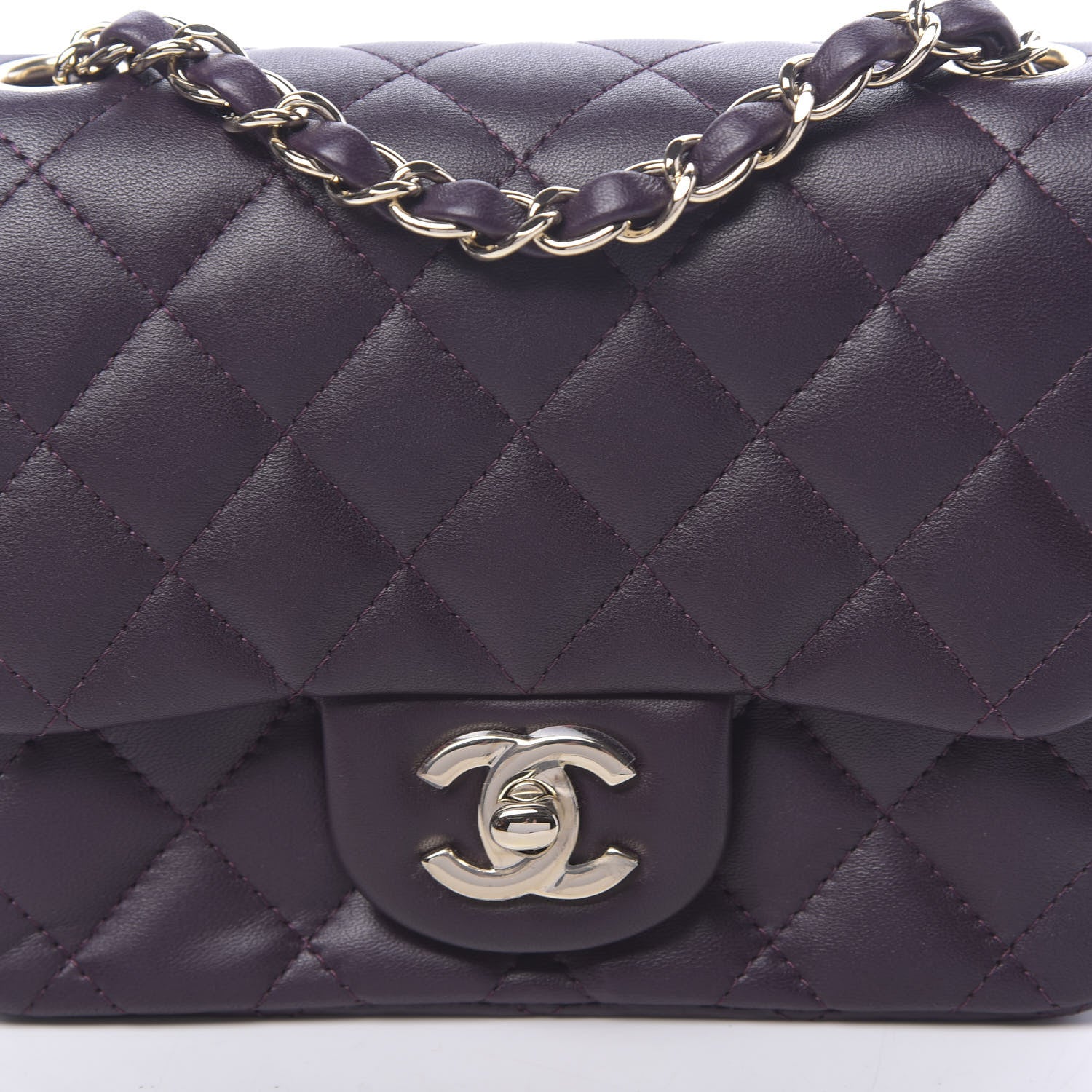 Chanel Lambskin Quilted Mini Square Flap Dark Purple 10 of 11