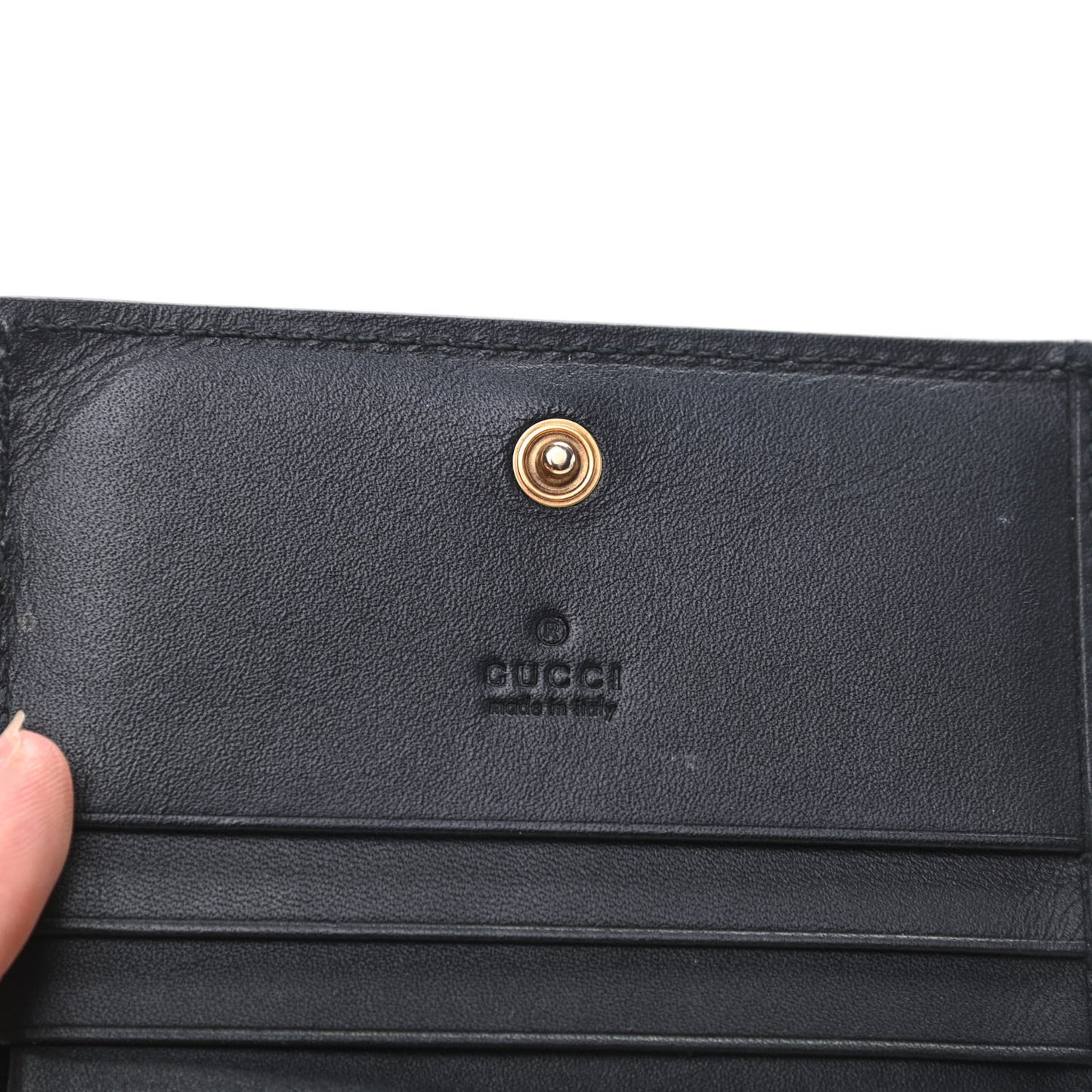 Calfskin Queen Margaret Card Case Wallet Black Mystic White