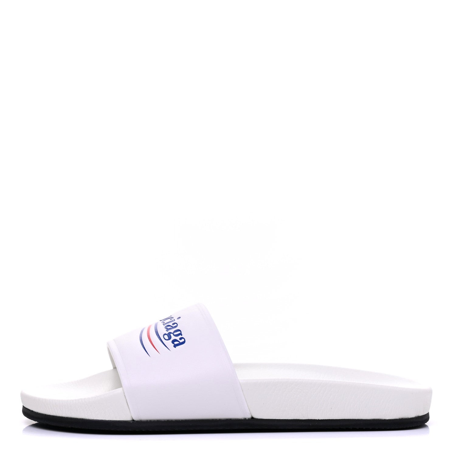 Balenciaga Nappa Political Campaign Logo Womens Pool Slide Sandals 39 White 1 of 8