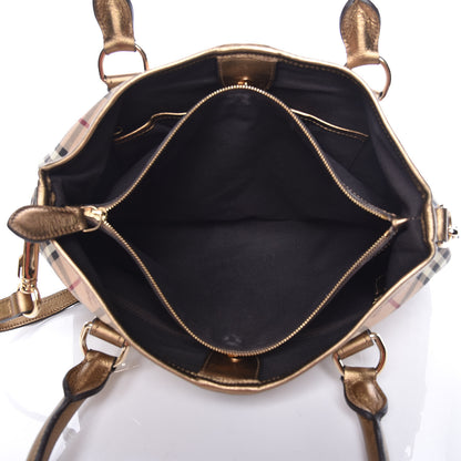 Burberry Metallic Calfskin Haymarket Check Large Northfield Tote Gold 6 of 23